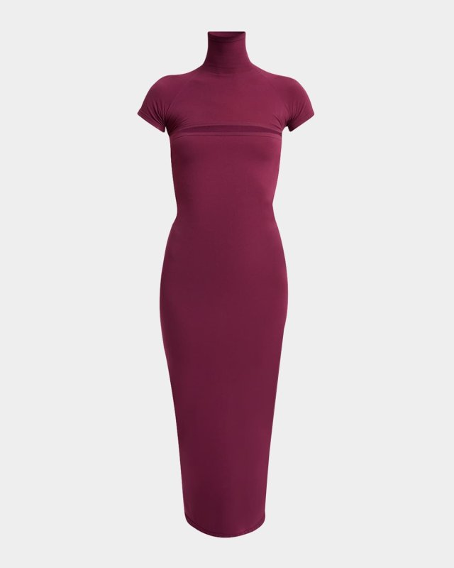 Second-Skin Knit Cutout Midi Dress